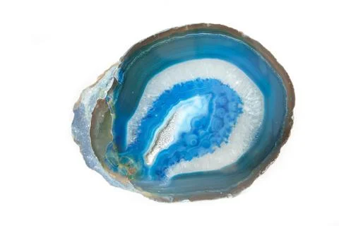 Section of a white and blue geode Stock Photos