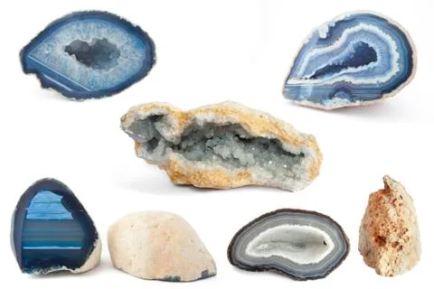 Section of a white and blue geodes Stock Photos