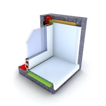 Section of a window construction model. 3D render. Stock-Illustration