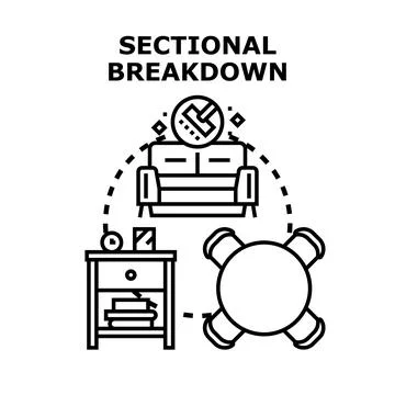 Sectional breakdown concept illustrating home furniture elements 스톡 일러스트