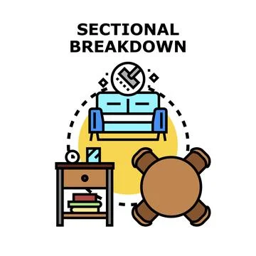 Sectional breakdown concept illustrating home furniture elements Stock Illustration