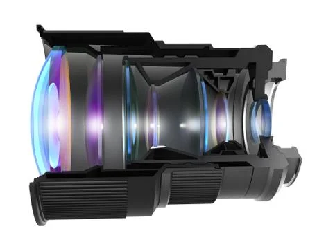 Sectional camera lens, isolated Stock Illustration