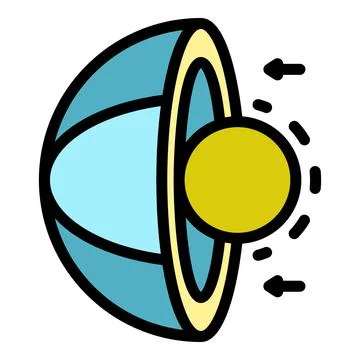 Sectional core and planet icon color outline vector Stock Illustration