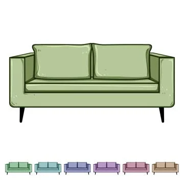 Sectional couch leather cartoon vector graphic Stock Illustration