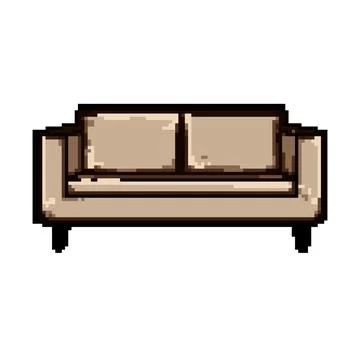 Sectional couch leather pixel art vector illustration Illustrazione stock