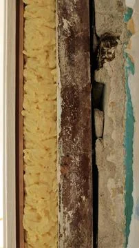 Sectional layers of a building wall structure Stock Photos