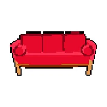 Sectional reception sofa pixel art vector illustration Illustrazione stock