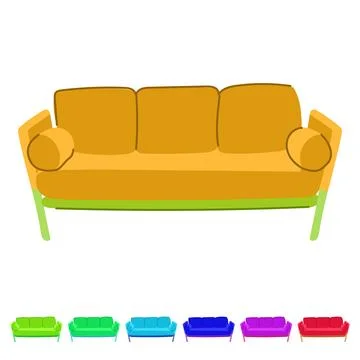 Sectional reception sofa vector cartoon graphic Stock Illustration