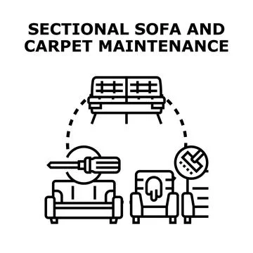 Sectional sofa and carpet maintenance service concept Stock Illustration