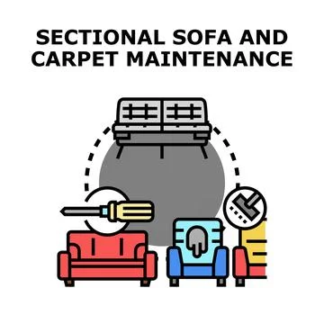 Sectional sofa and carpet maintenance service concept Stock Illustration