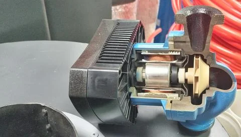 The sectional view of the circulation pump shows its internal structure: a .. Stock Photos
