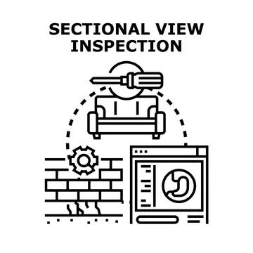 Sectional view inspection concept for analysis and diagnosis Stock Illustration