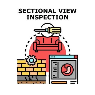 Sectional view inspection concept for analysis and diagnosis Stock Illustration