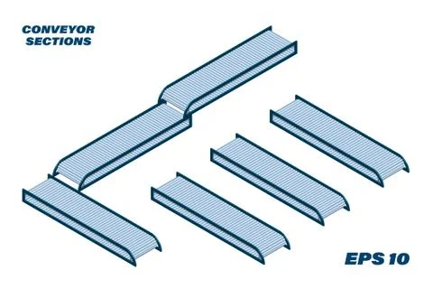 Sections of conveyor belt in isometry. Constructor Isolated vector on white Stock Illustration