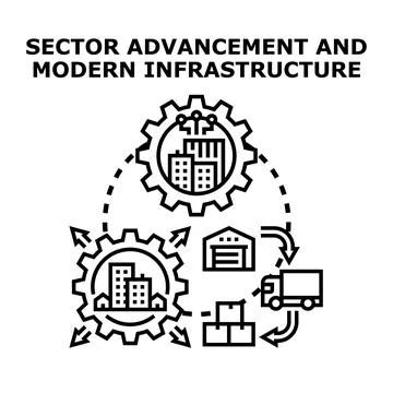 Sector advancement modern infrastructure developing city logistics Stock Illustration