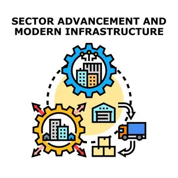 Sector advancement modern infrastructure developing city logistics Stock Illustration