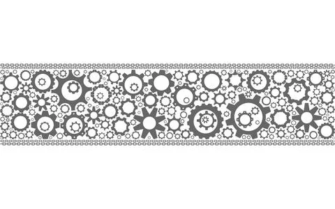 Sector filled with various grey cogwheels and chains Stock Illustration
