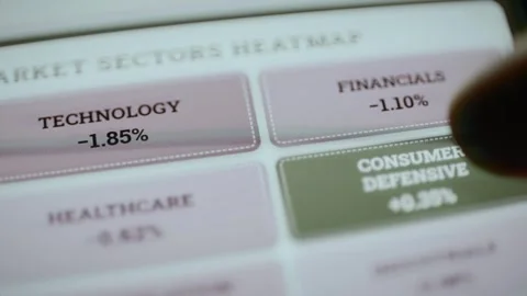 Sector heatmap contrasts technology loss and defensive gain Stock Footage 346600501