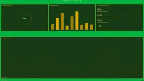 Sector HUD receiving data, updating gauge, node bars, shifting alloc map, 스톡 동영상 334118918