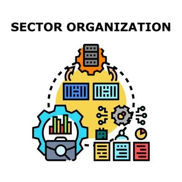 Sector organization business managing structure strategy Stock Illustration