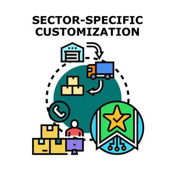 Sector specific customization concept vector icon illustrating business sol.. Stock Illustration