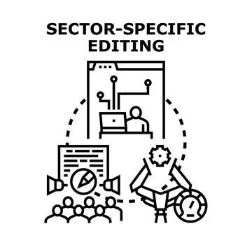 Sector specific editing process and content optimization Stock Illustration