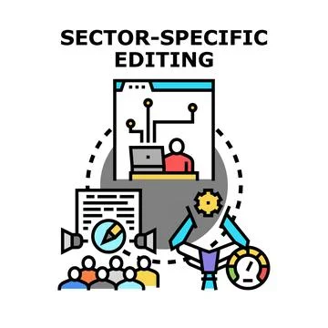 Sector specific editing process and content optimization Stock Illustration