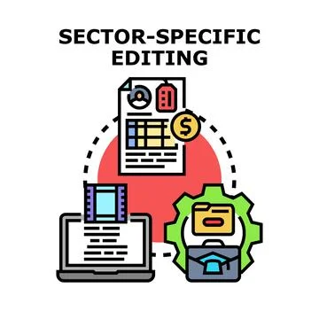 Sector specific editing process for business optimization Illustrazione stock