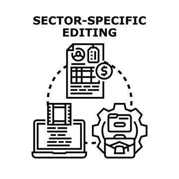 Sector specific editing process for business optimization Illustrazione stock