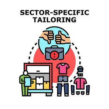 Sector specific tailoring adapting business strategy needs Stock Illustration