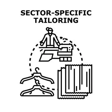 Sector specific tailoring process for custom clothing apparel Stock Illustration