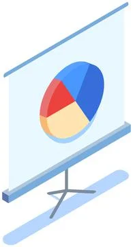 Sectorized pie chart on poster. Statistical graph presentation board. Data Stock Illustration