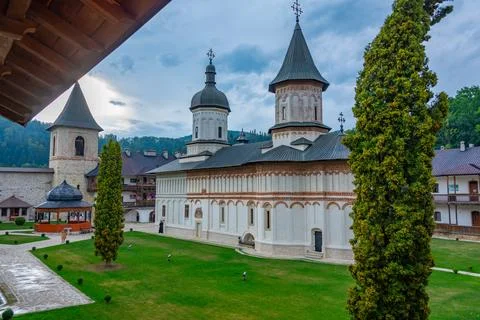 Secu monastery during a cloudy day in Romania Stock Photos