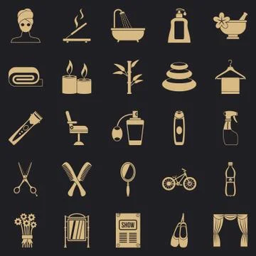 Secular reception icons set, simple style Stock Illustration
