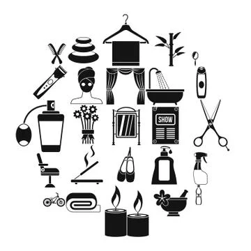 Secular reception icons set, simple style Stock Illustration