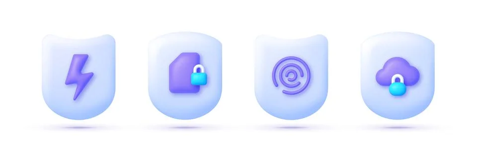 Secure 3D collection vector illustration on white backdrop. Modern icon for web Stock Illustration