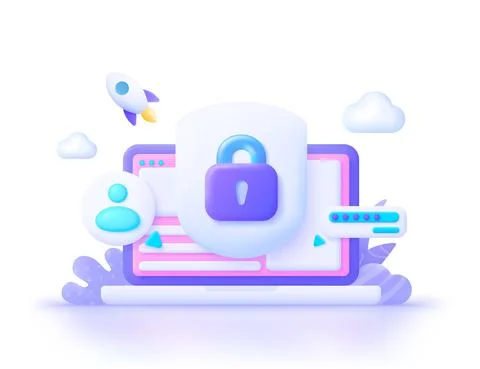 Secure 3d, great design for any purposes. Protection network, safe data. 3d Stock Illustration