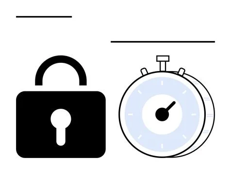 Secure Access and Time Management Concept with Lock and Stopwatch 스톡 일러스트