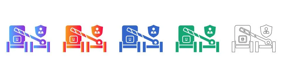 Secure Access Barrier and Identity Protection Icons Stock Illustration