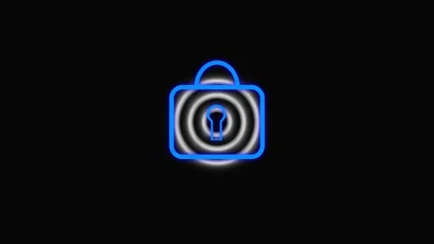Secure access concept blue neon padlock icon with glowing keyhole and expan.. Stock Footage 335115233