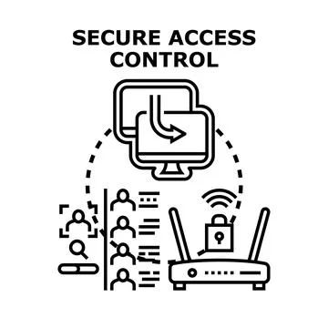 Secure access control managing user authentication and network protection Stock Illustration