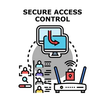 Secure access control managing user authentication and network protection Stock Illustration