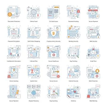 Secure Access Flat Icons Pack Stock-Illustration