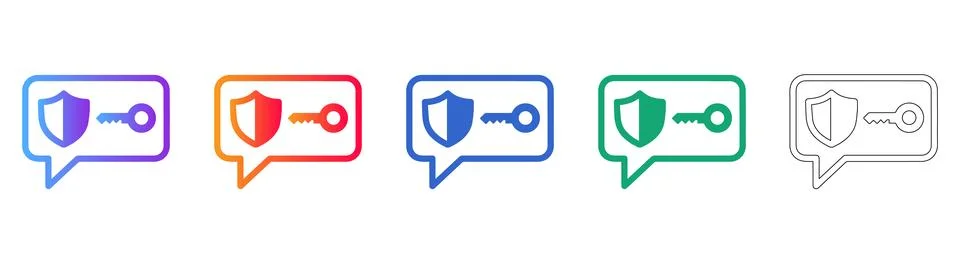 Secure Access Key and Shield Icons Stock Illustration