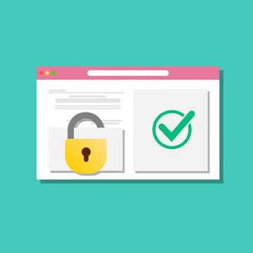 Secure access with a password in the web browser window, protected window and Stock Illustration