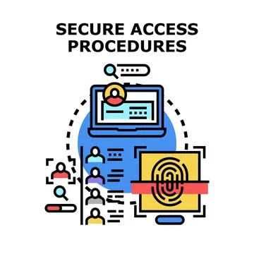 Secure access procedures for data protection and authorization Stock Illustration