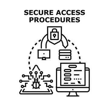 Secure access procedures protecting data and systems online Stock Illustration
