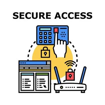 Secure access system controlling digital network protection Stock Illustration