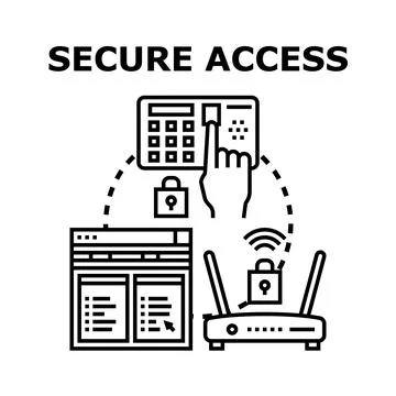 Secure access system controlling digital network protection Stock Illustration