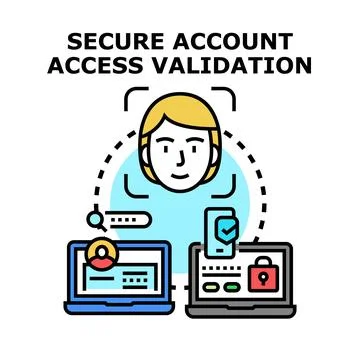 Secure account access validation process illustration Stock Illustration